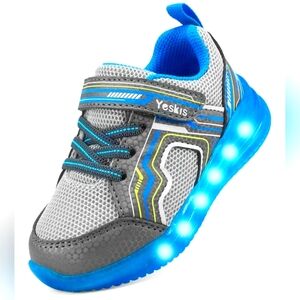 Kids -- Toddler Size 6 Light-Up Sneakers - Bright Blue & Gray